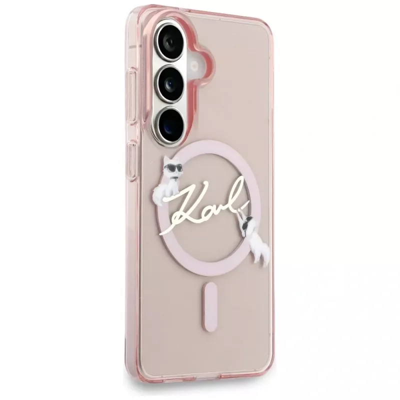 Karl Lagerfeld IML KC Script Custodia MagSafe per Samsung Galaxy S26, Rosa