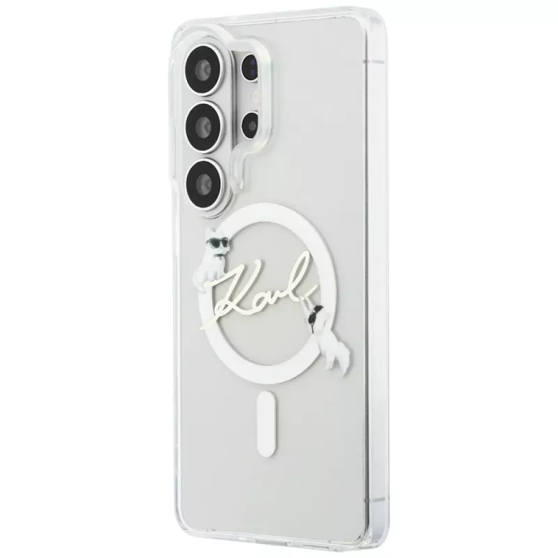Karl Lagerfeld IML KC Script Custodia MagSafe per Samsung Galaxy S26 Ultra (Trasparente)