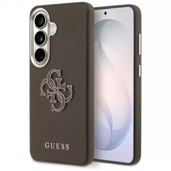 Guess Grained Big 4G Metal Logo Custodia per Samsung Galaxy S26+ Marrone