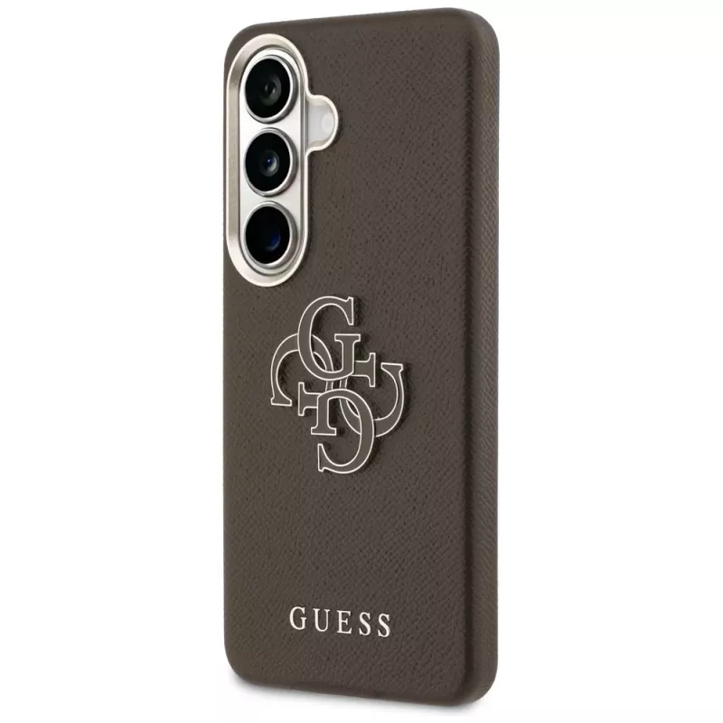Guess Grained Big 4G Metal Logo Custodia per Samsung Galaxy S26+ Marrone