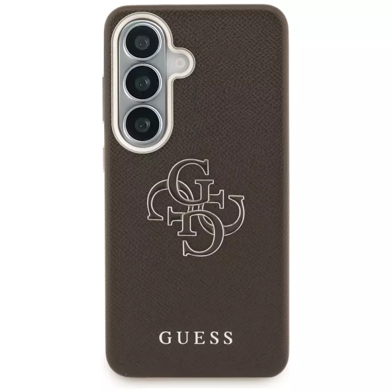 Guess Grained Big 4G Metal Logo Custodia per Samsung Galaxy S26+ Marrone