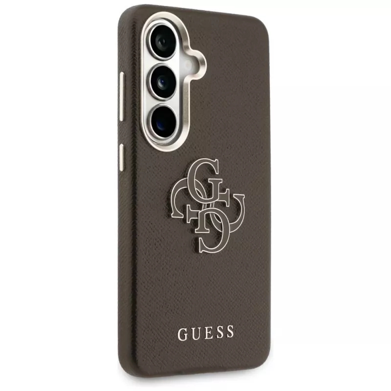 Guess Grained Big 4G Metal Logo Custodia per Samsung Galaxy S26+ Marrone