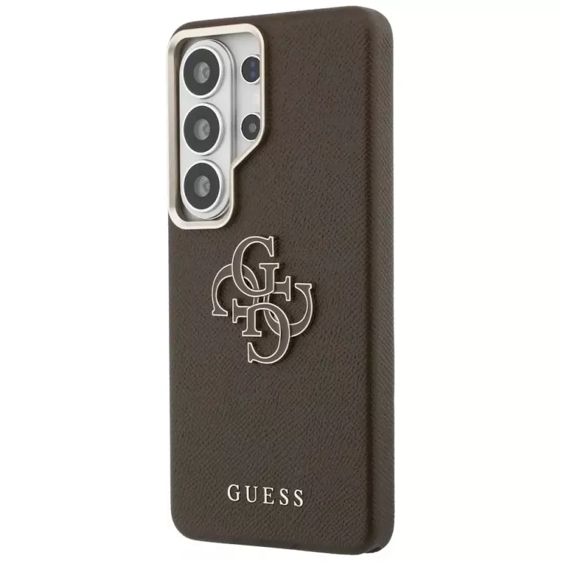 Guess Grained Big 4G Metal Logo Custodia per Samsung Galaxy S26 Ultra - Marrone