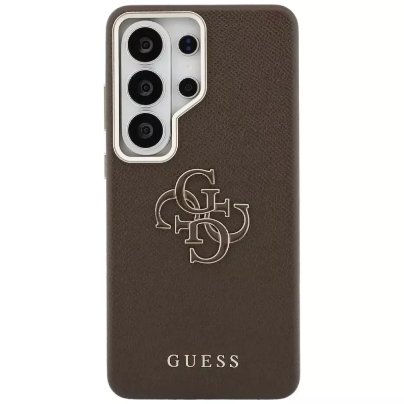 Guess Grained Big 4G Metal Logo Custodia per Samsung Galaxy S26 Ultra - Marrone