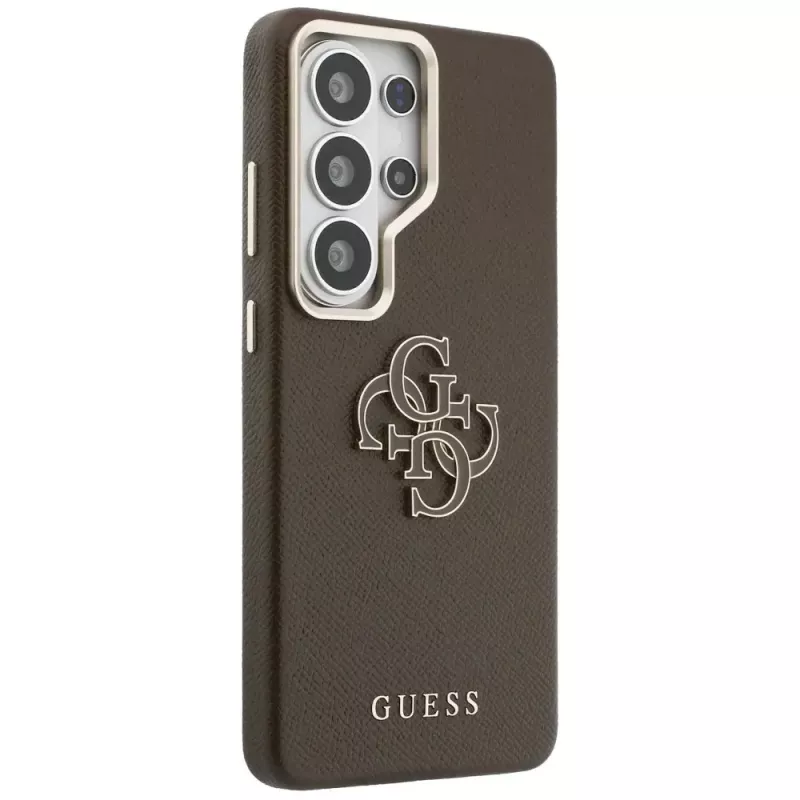 Guess Grained Big 4G Metal Logo Custodia per Samsung Galaxy S26 Ultra - Marrone