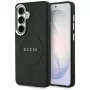 Guess Saffiano Peony Embossed Ring Cover MagSafe per Samsung Galaxy S26 nero