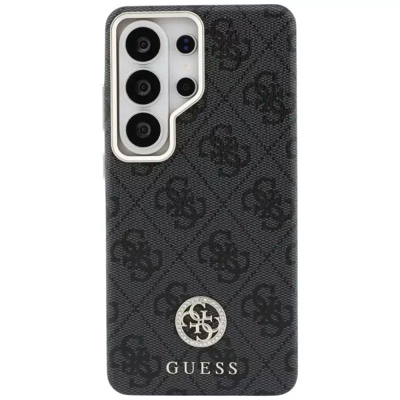 Guess 4G Rhinestone Round Logo Cover MagSafe per Samsung Galaxy S26 Ultra (nero)
