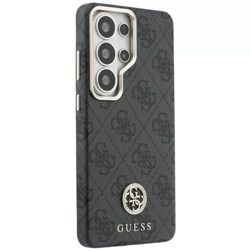 Guess 4G Rhinestone Round Logo Cover MagSafe per Samsung Galaxy S26 Ultra (nero)
