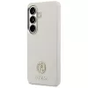 Guess Rhinestone Round Logo Cover MagSafe per Samsung Galaxy S26 beige