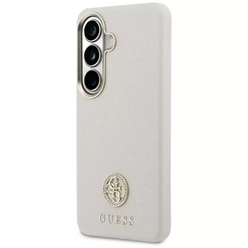 Guess Rhinestone Round Logo Cover MagSafe per Samsung Galaxy S26 beige