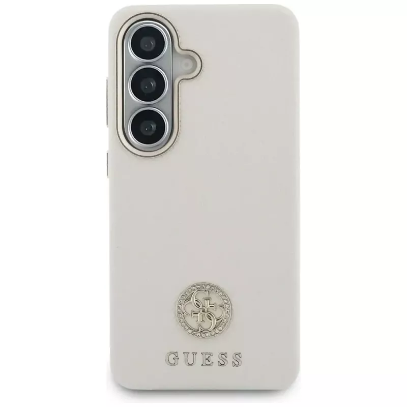 Guess Rhinestone Round Logo Cover MagSafe per Samsung Galaxy S26 beige