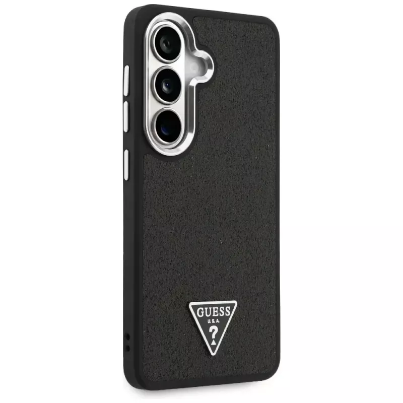 Guess Fixed Glitter Triangle Cover MagSafe per Samsung Galaxy S26, nero
