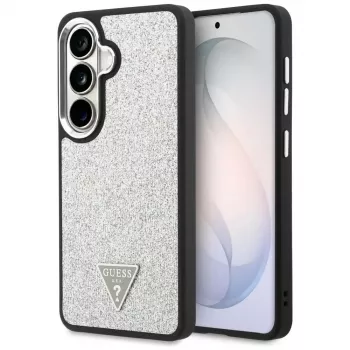 Guess Fixed Glitter Triangle Cover MagSafe per Samsung Galaxy S26 - argento