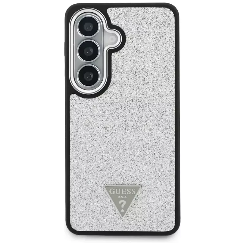 Guess Fixed Glitter Triangle Cover MagSafe per Samsung Galaxy S26 - argento