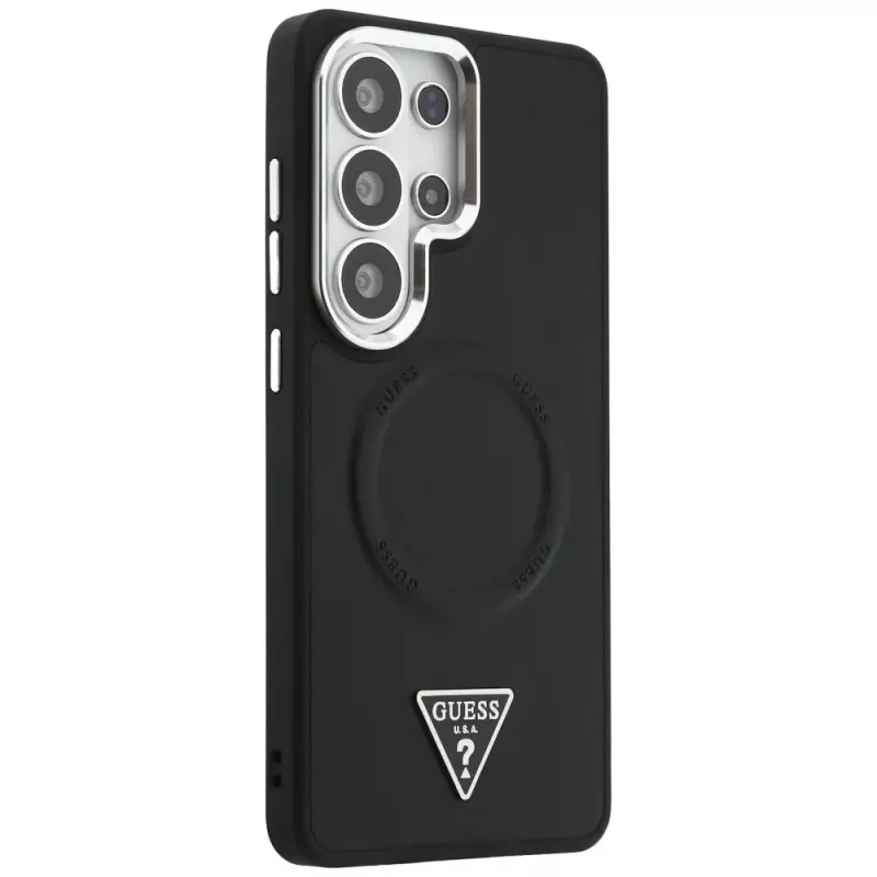 Guess Embossed Ring Triangle Logo Cover MagSafe per Samsung Galaxy S26 Ultra nero