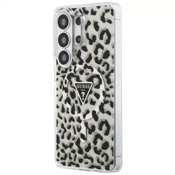 Guess IML Leopard Print Triangle Cover MagSafe per Samsung Galaxy S26 Ultra (nero)