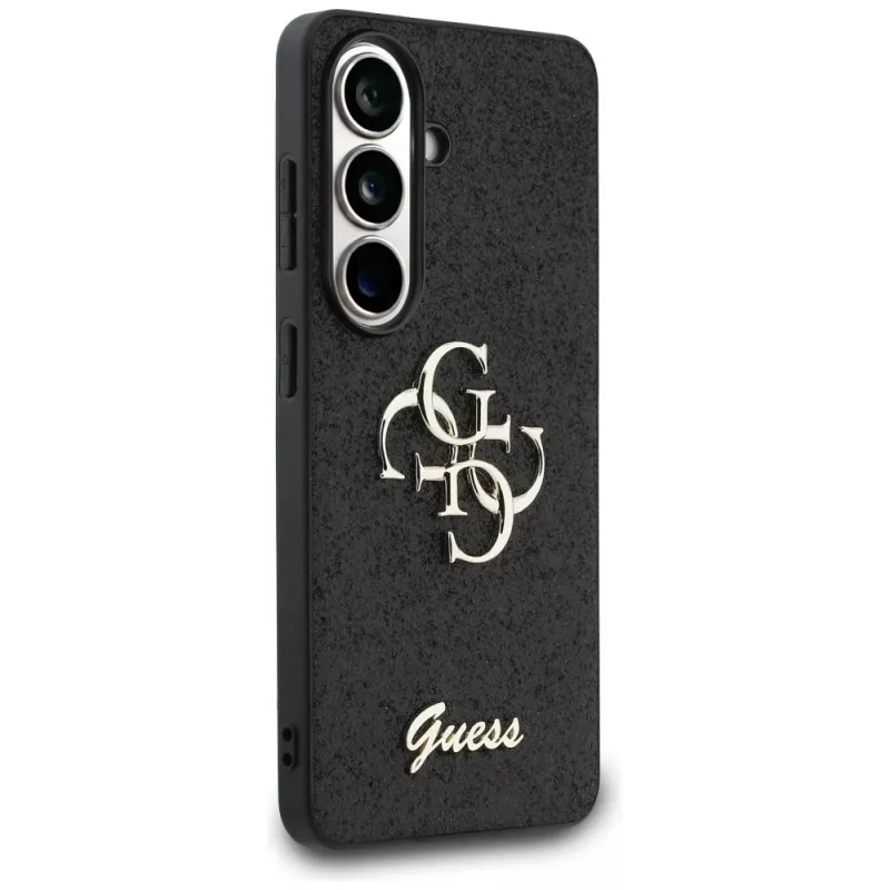 Guess Fixed Glitter Big 4G Metal Logo Cover per Samsung Galaxy S26 (nero)
