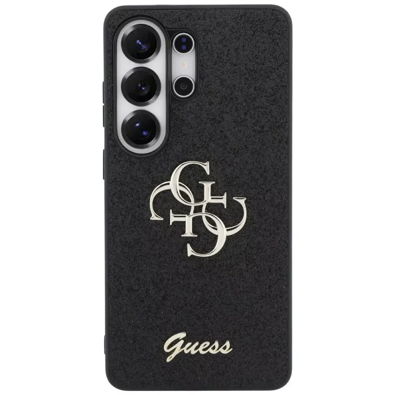 Guess Fixed Glitter Big 4G Metal Logo Cover per Samsung Galaxy S26 Ultra (nero)