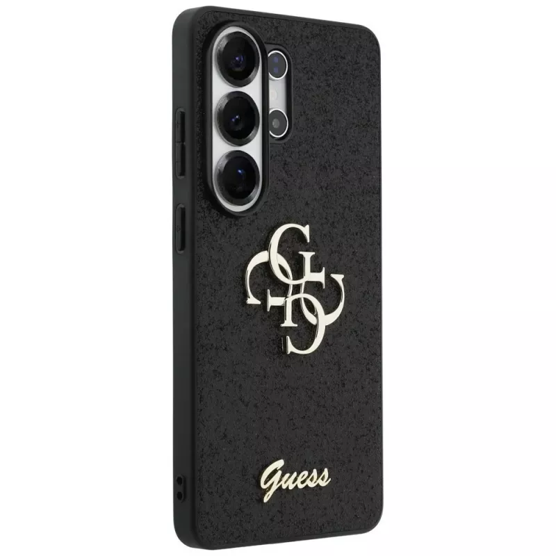 Guess Fixed Glitter Big 4G Metal Logo Cover per Samsung Galaxy S26 Ultra (nero)