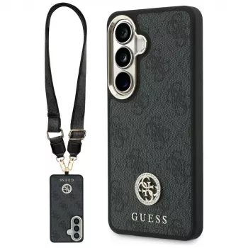 Guess 4G Big Rhinestone Triangle Strap Cover MagSafe per cellulare con set per Samsung Galaxy S26 - nero