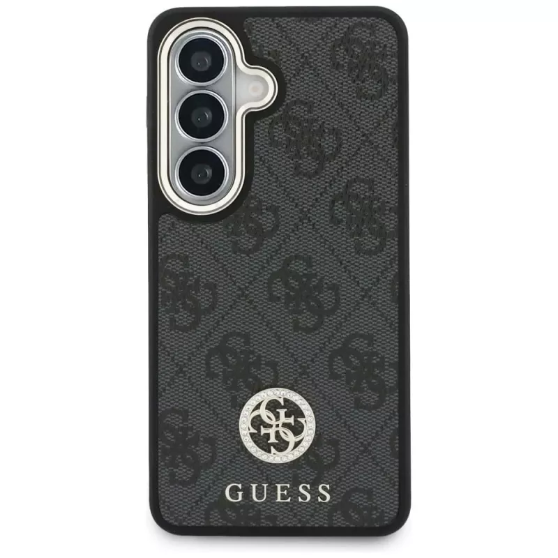 Guess 4G Big Rhinestone Triangle Strap Cover MagSafe per cellulare con set per Samsung Galaxy S26 - nero