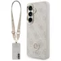 Guess 4G Big Rhinestone Triangle Strap Custodia MagSafe e Lanyard Set per Samsung Galaxy S26, Rosa
