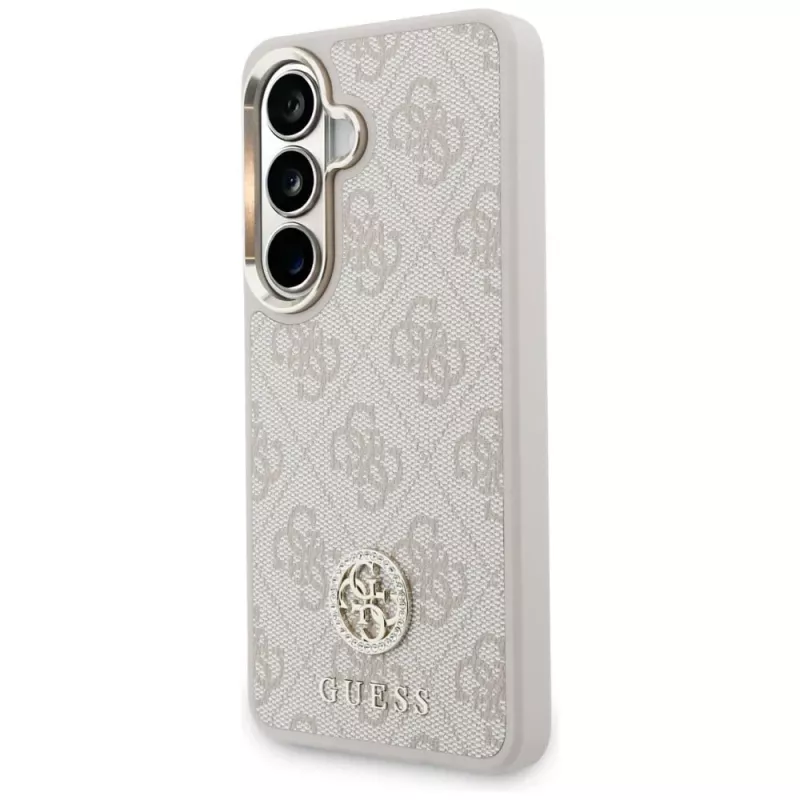 Guess 4G Big Rhinestone Triangle Strap Custodia MagSafe e Lanyard Set per Samsung Galaxy S26, Rosa