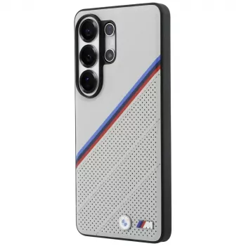 Custodia MagSafe BMW Tricolor Metal Logo per Samsung Galaxy S26 Ultra grigio