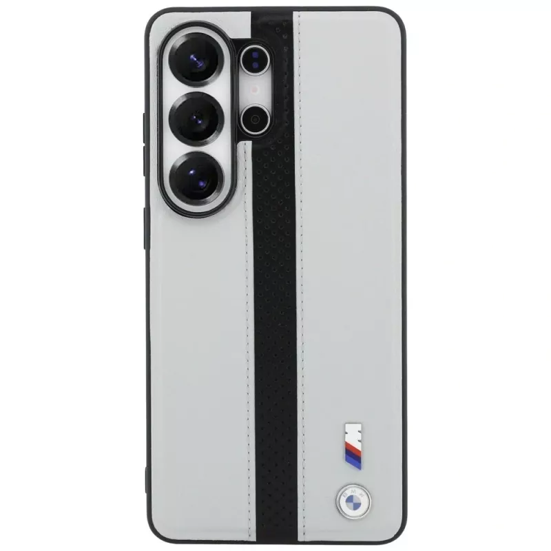 Custodia MagSafe BMW Perforated Stripe Logo per Samsung Galaxy S26 Ultra grigio