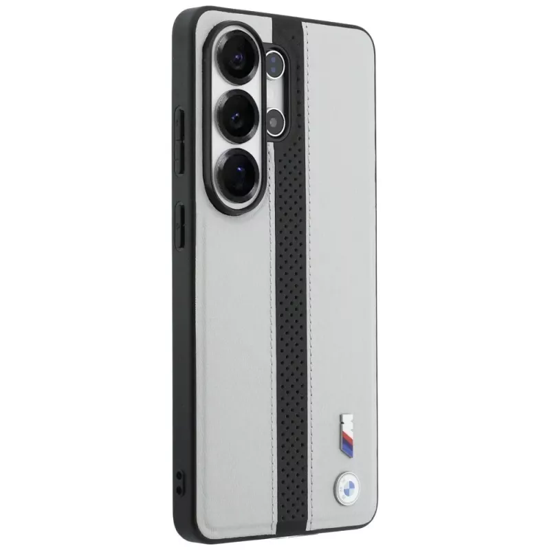 Custodia MagSafe BMW Perforated Stripe Logo per Samsung Galaxy S26 Ultra grigio