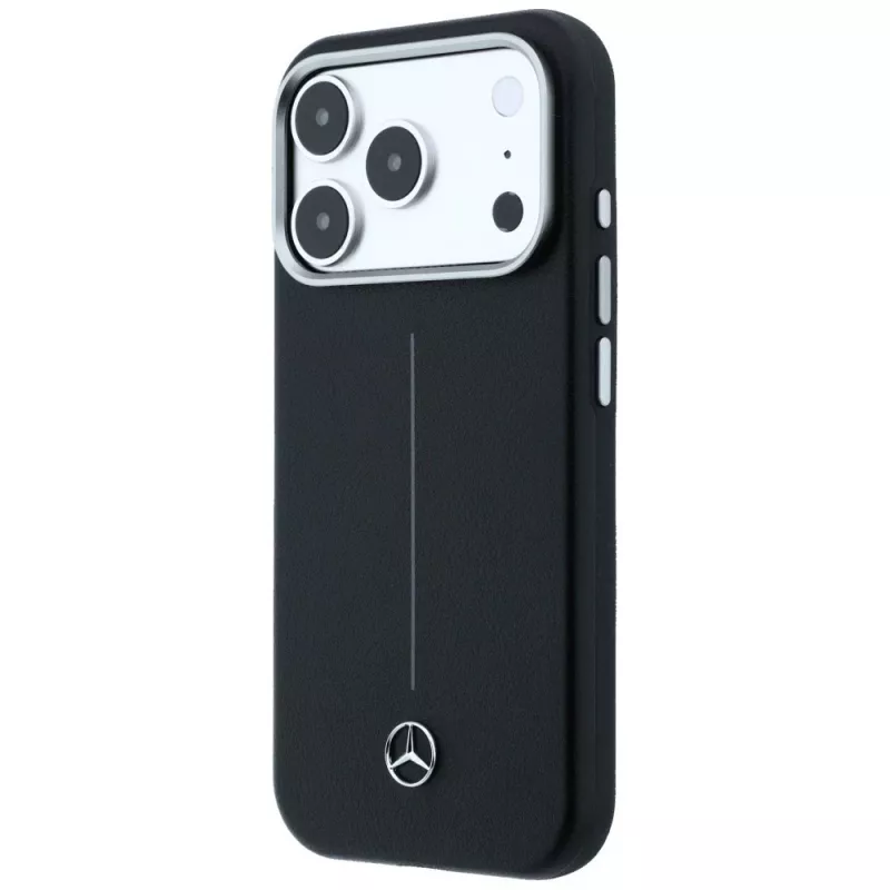 Custodia MagSafe Mercedes Leather Semi Wrap Iconic Line per iPhone 17 Pro Max nero