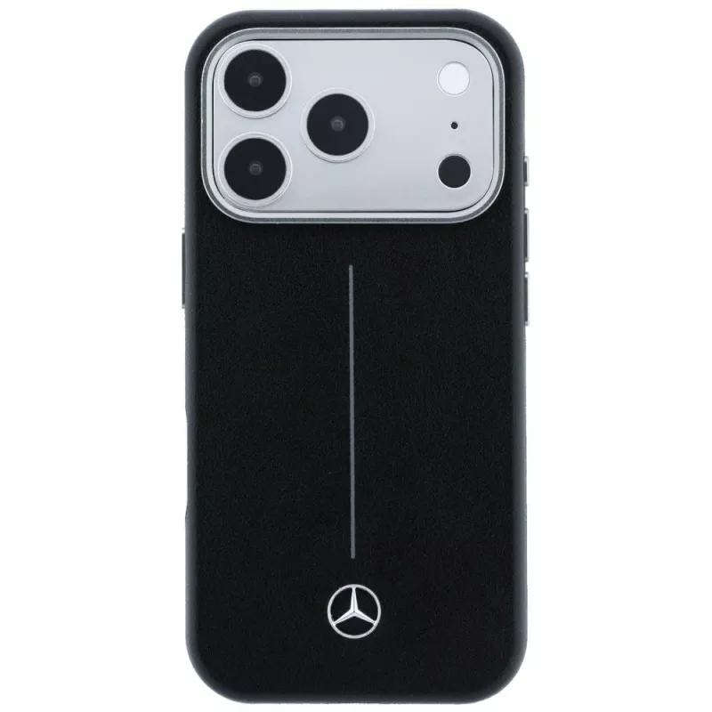 Custodia MagSafe Mercedes Leather Semi Wrap Iconic Line per iPhone 17 Pro Max nero