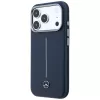 Custodia MagSafe Mercedes Leder Semi Wrap Iconic Line per iPhone 17 Pro blu navy