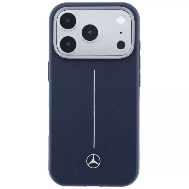Custodia MagSafe Mercedes Leder Semi Wrap Iconic Line per iPhone 17 Pro blu navy