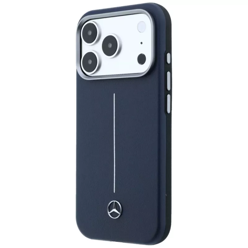 Custodia MagSafe Mercedes Leather Semi Wrap Iconic Line per iPhone 17 Pro Max blu navy