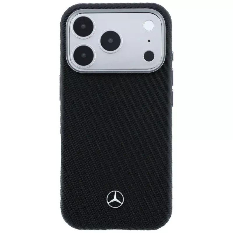 Custodia MagSafe Mercedes Leather Semi Wrap Wood Effect per Apple iPhone 17 Pro nero