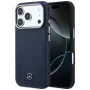 Custodia MagSafe Mercedes Leather Semi Wrap Wood Effect per iPhone 17 Pro Max blu navy