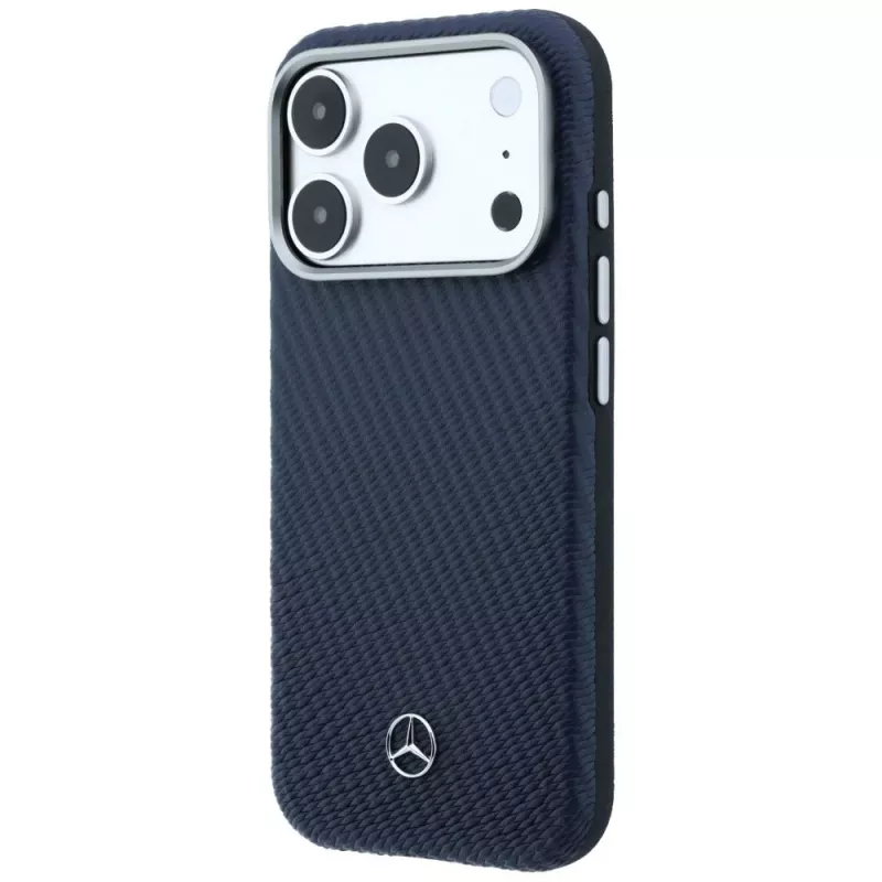 Custodia MagSafe Mercedes Leather Semi Wrap Wood Effect per iPhone 17 Pro Max blu navy