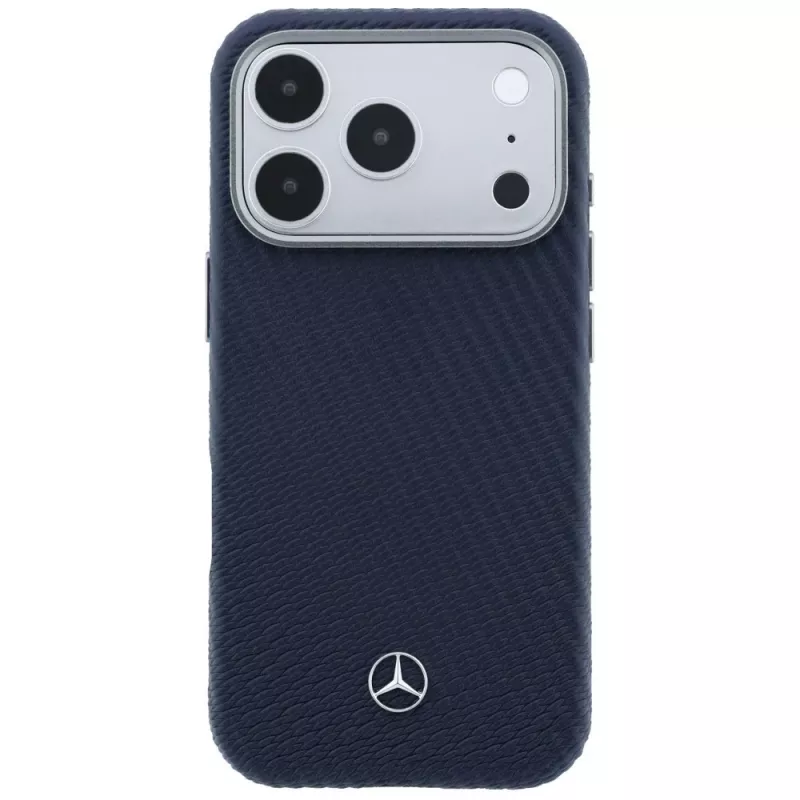 Custodia MagSafe Mercedes Leather Semi Wrap Wood Effect per iPhone 17 Pro Max blu navy