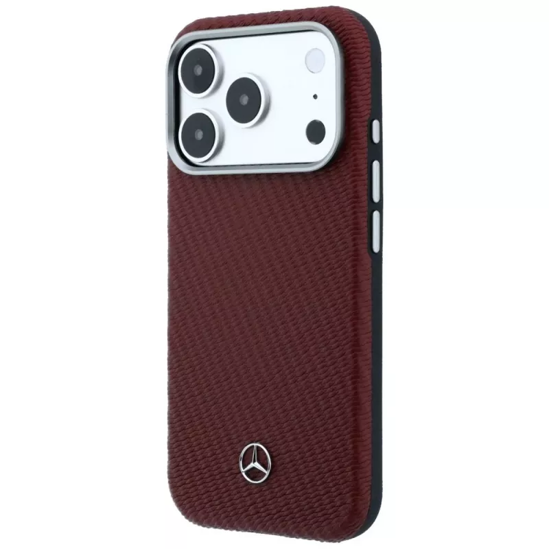 Custodia MagSafe Mercedes Leder Semi Wrap Wood Effect per iPhone 17 Pro Max rosso