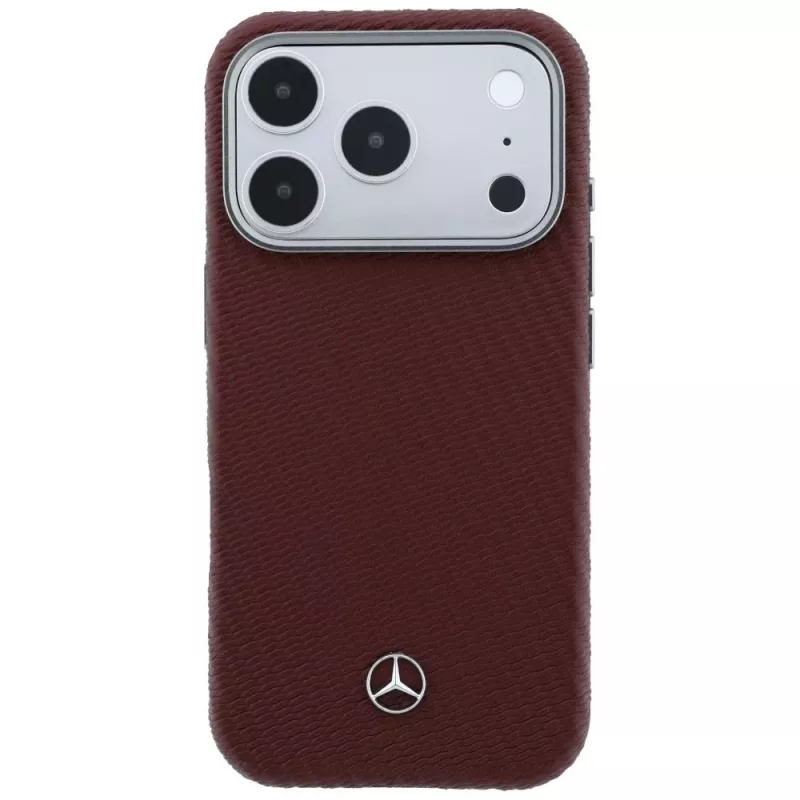 Custodia MagSafe Mercedes Leder Semi Wrap Wood Effect per iPhone 17 Pro Max rosso