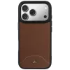 Mercedes Custodia MagSafe in pelle effetto legno e curve per iPhone 17 Pro Camel