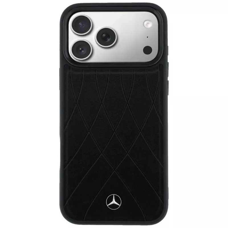 Custodia in pelle Mercedes-Benz con Crossed Lines MagSafe per iPhone 17 Pro, nero