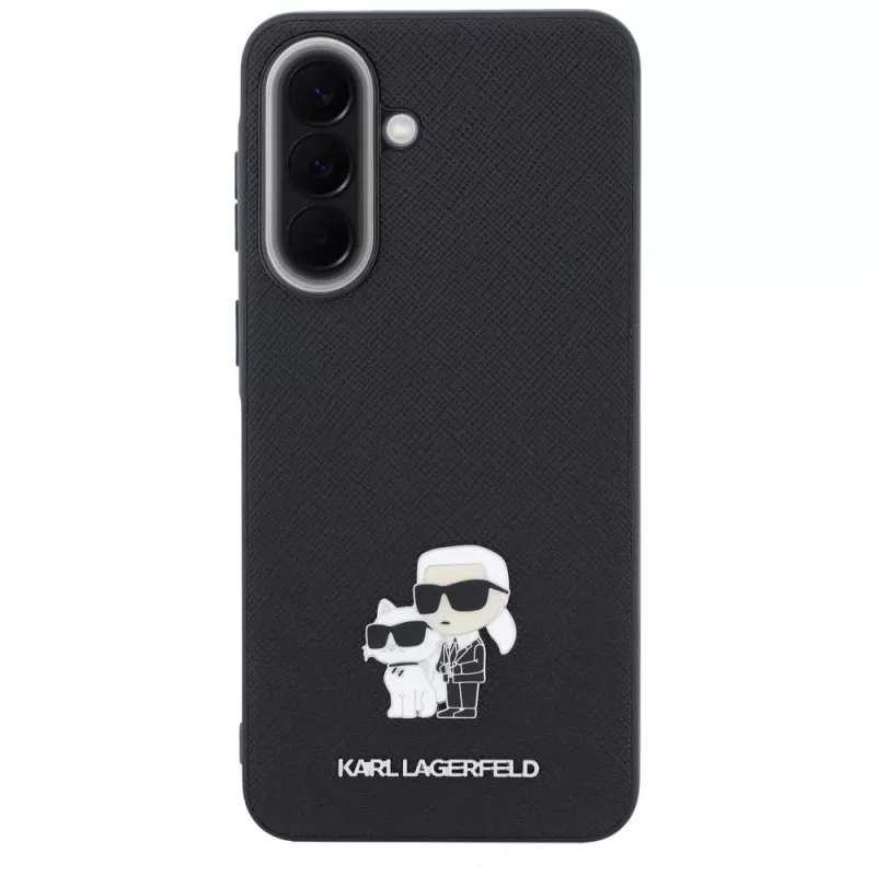 Custodia Karl Lagerfeld Saffiano con Karl & Choupette Metal Logo per Samsung Galaxy A57 5G, nero