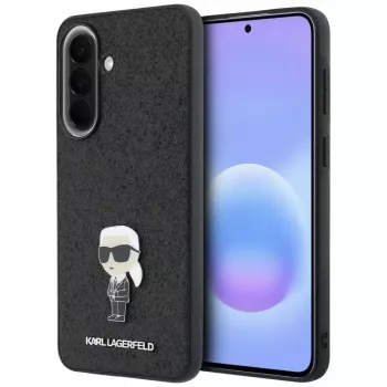 Karl Lagerfeld Fixed Glitter Ikonik Logo Metal Pin Case per Samsung Galaxy A37 5G nero