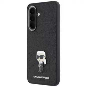 Karl Lagerfeld Fixed Glitter Ikonik Logo Metal Pin Case per Samsung Galaxy A37 5G nero
