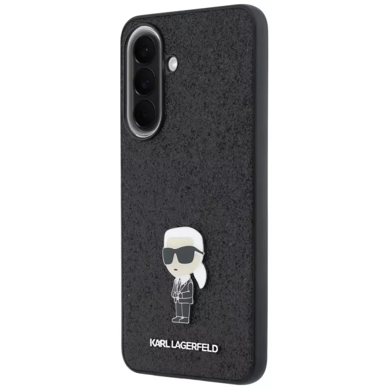Karl Lagerfeld Fixed Glitter Ikonik Logo Metal Pin Case per Samsung Galaxy A37 5G nero