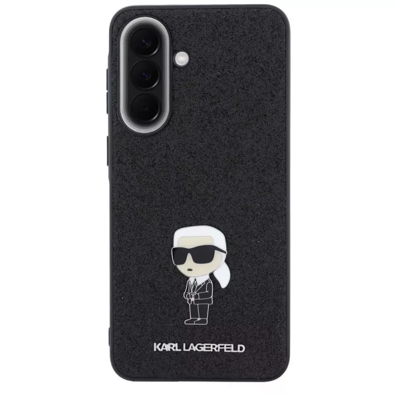 Karl Lagerfeld Fixed Glitter Ikonik Logo Metal Pin Case per Samsung Galaxy A37 5G nero