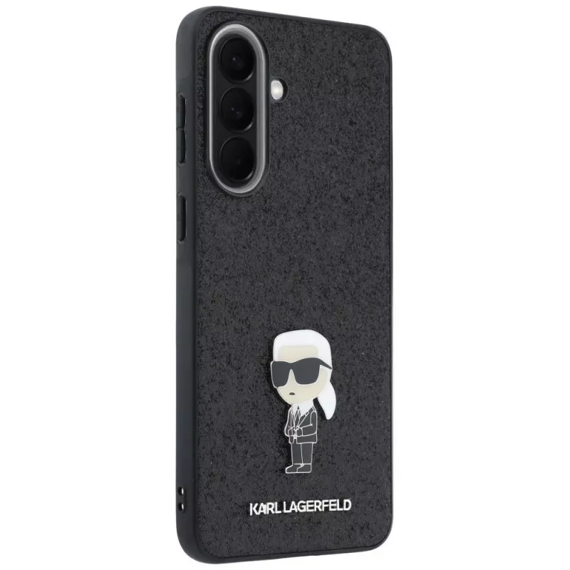 Karl Lagerfeld Fixed Glitter Ikonik Logo Metal Pin Case per Samsung Galaxy A37 5G nero