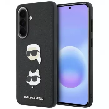 KARL LAGERFELD Custodia protettiva per Samsung Galaxy A57 5G, nero, con Karl & Choupette Heads, Pins & Logo